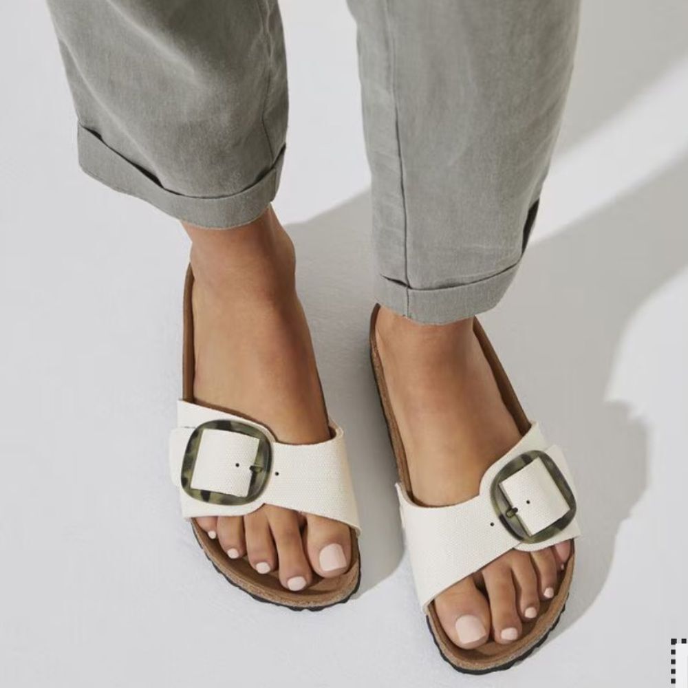 Birkenstock Cream Sandals with Large Buckle